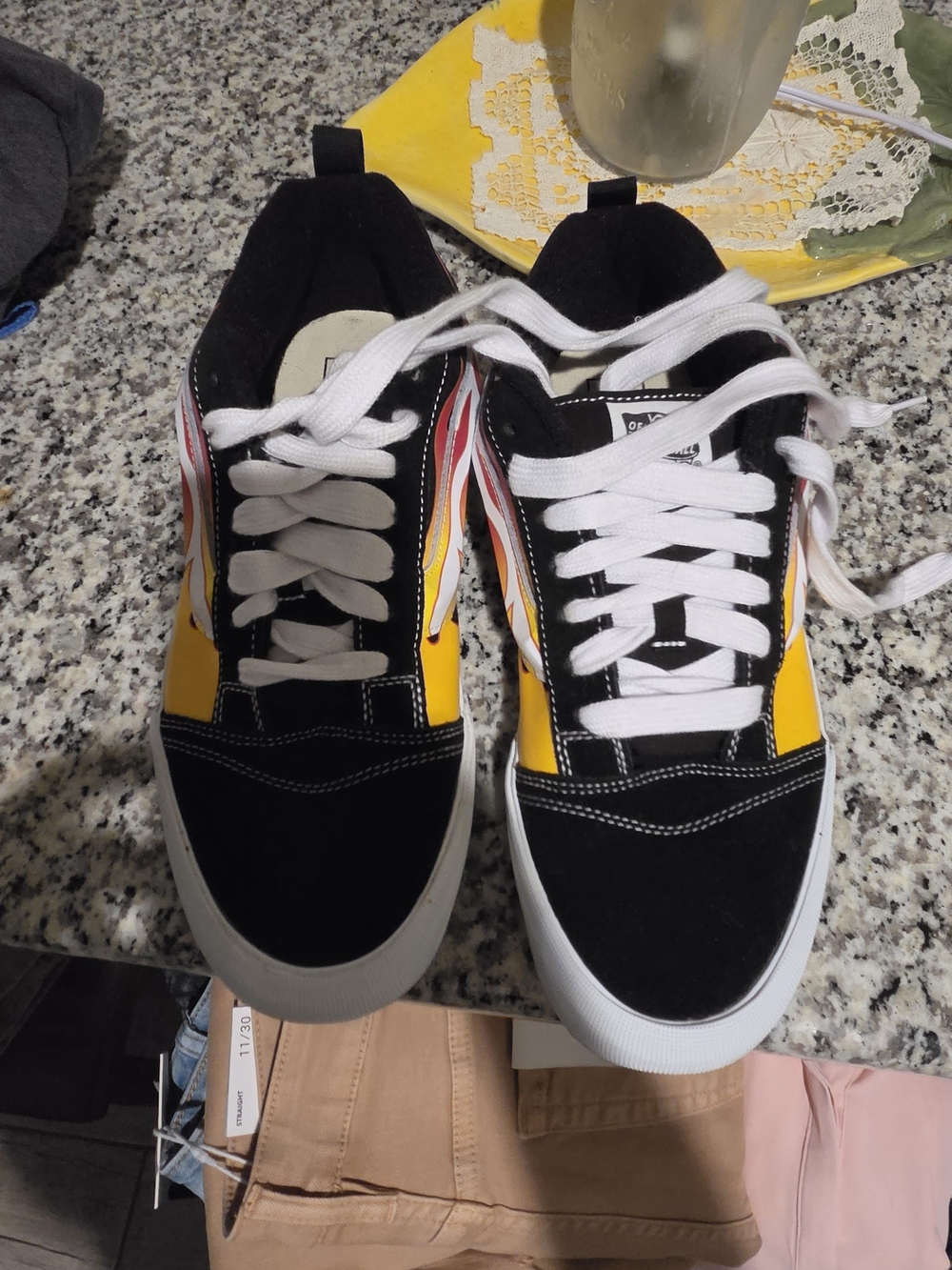 Vans Black, Yellow and Red Low-Top Skate Sneakers